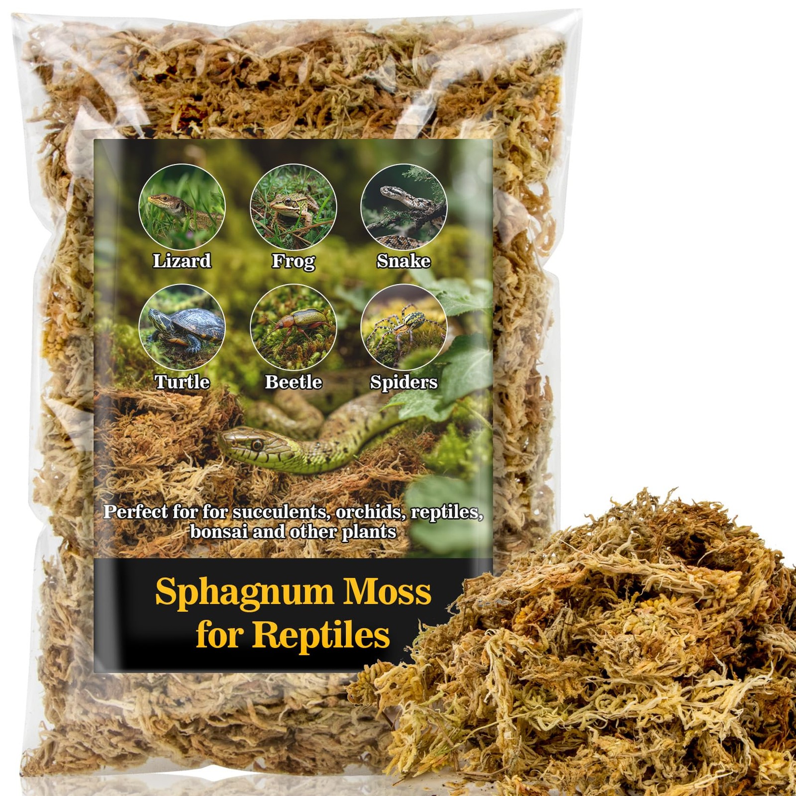 RAINFLOW Sphagnum Moss for Reptiles - 5.6 OZ Reptile Peat Terrarium... 