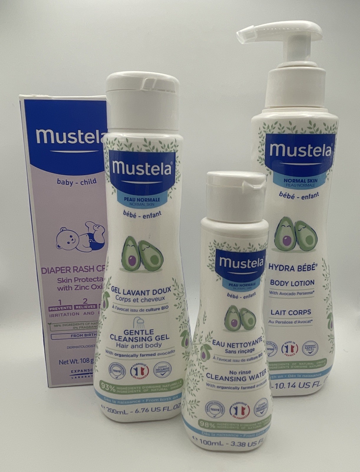 Mustela Newborn 4 Piece Set -Lotion, Gentle Cleansing Gel And Water, Rash Cream
