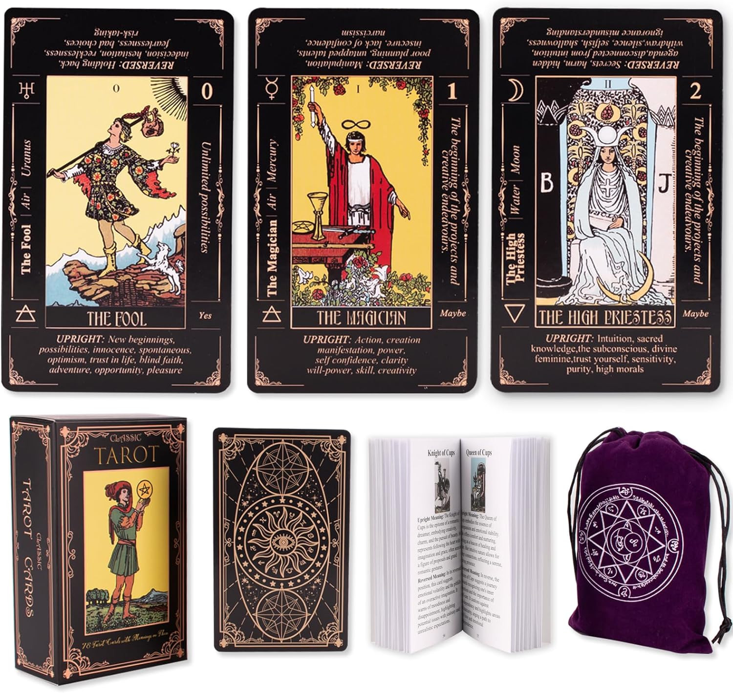 Tarot Cards for Beginners, Classic Tarot Deck with Meanings, Durable Cards with 