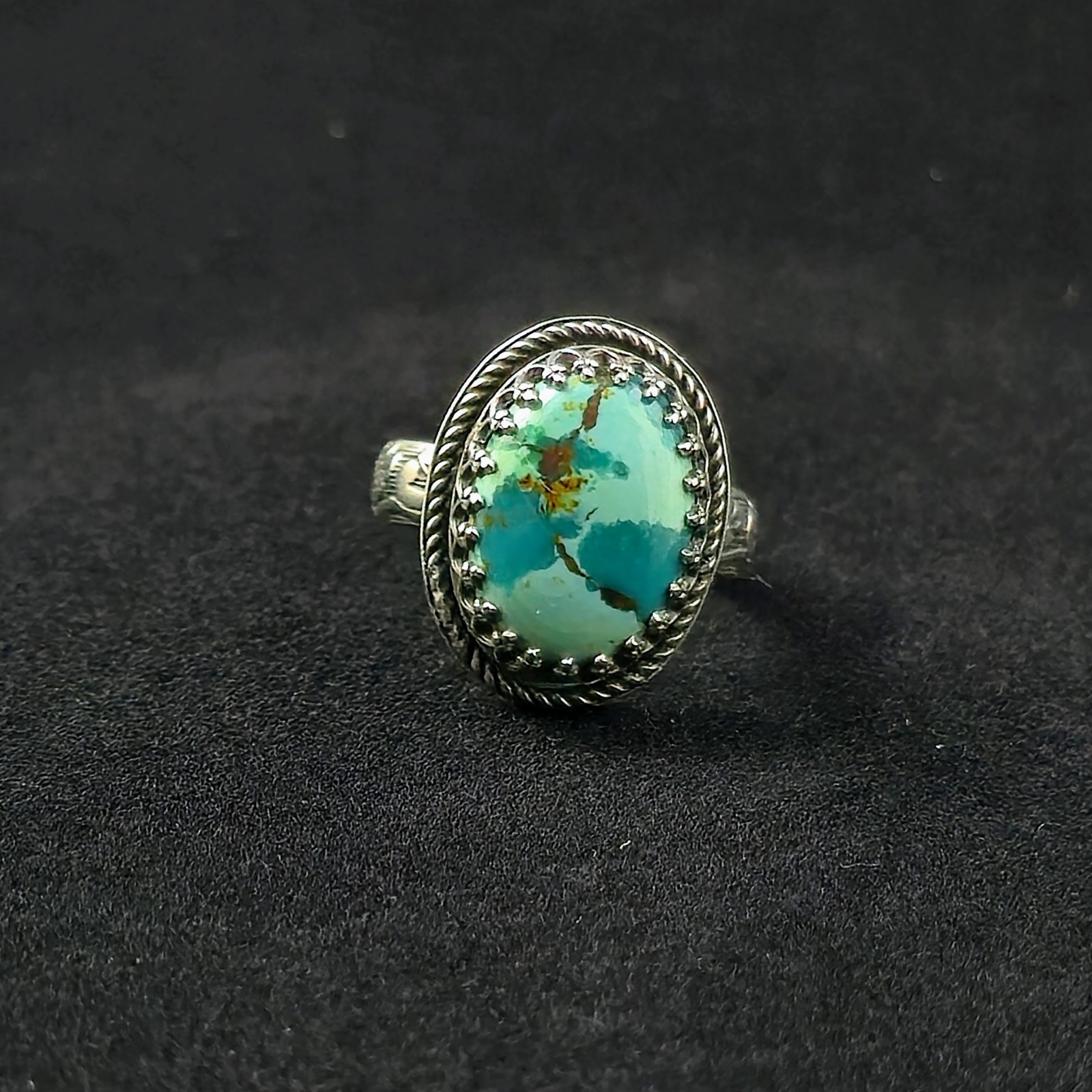 Watercolor Hubei Chinese Turquoise Ring - US Sz 6.5, Adjustable Ring