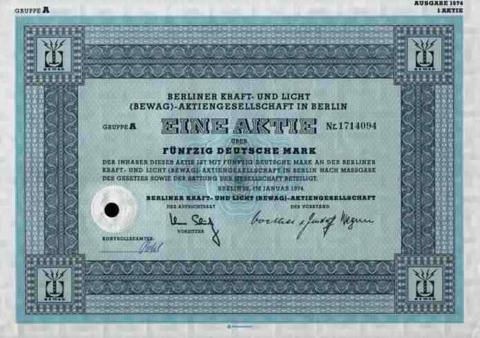 Berliner Kraft und Licht Bewag 1974 Berlin VEB EKB Hamburg HEW Vattenfall 50 DM