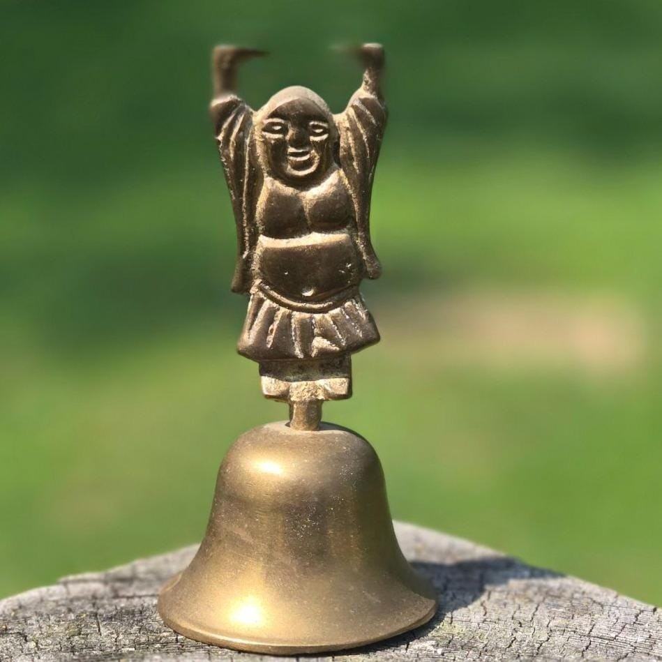 Vintage Brass Buddha Bell Figurine Meditation Buddhism collectible