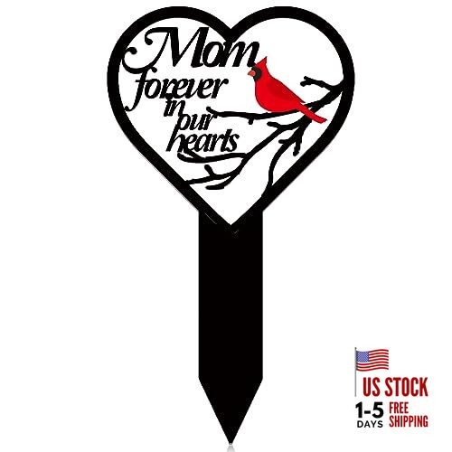  Mother's Day Memorial Grave Markers for Cemetery Cardinals Heart Memorial Mom