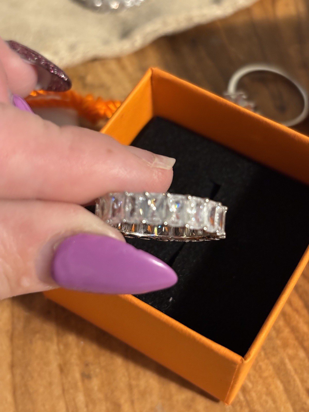 Sterling Baguette Eternity band Sz 7