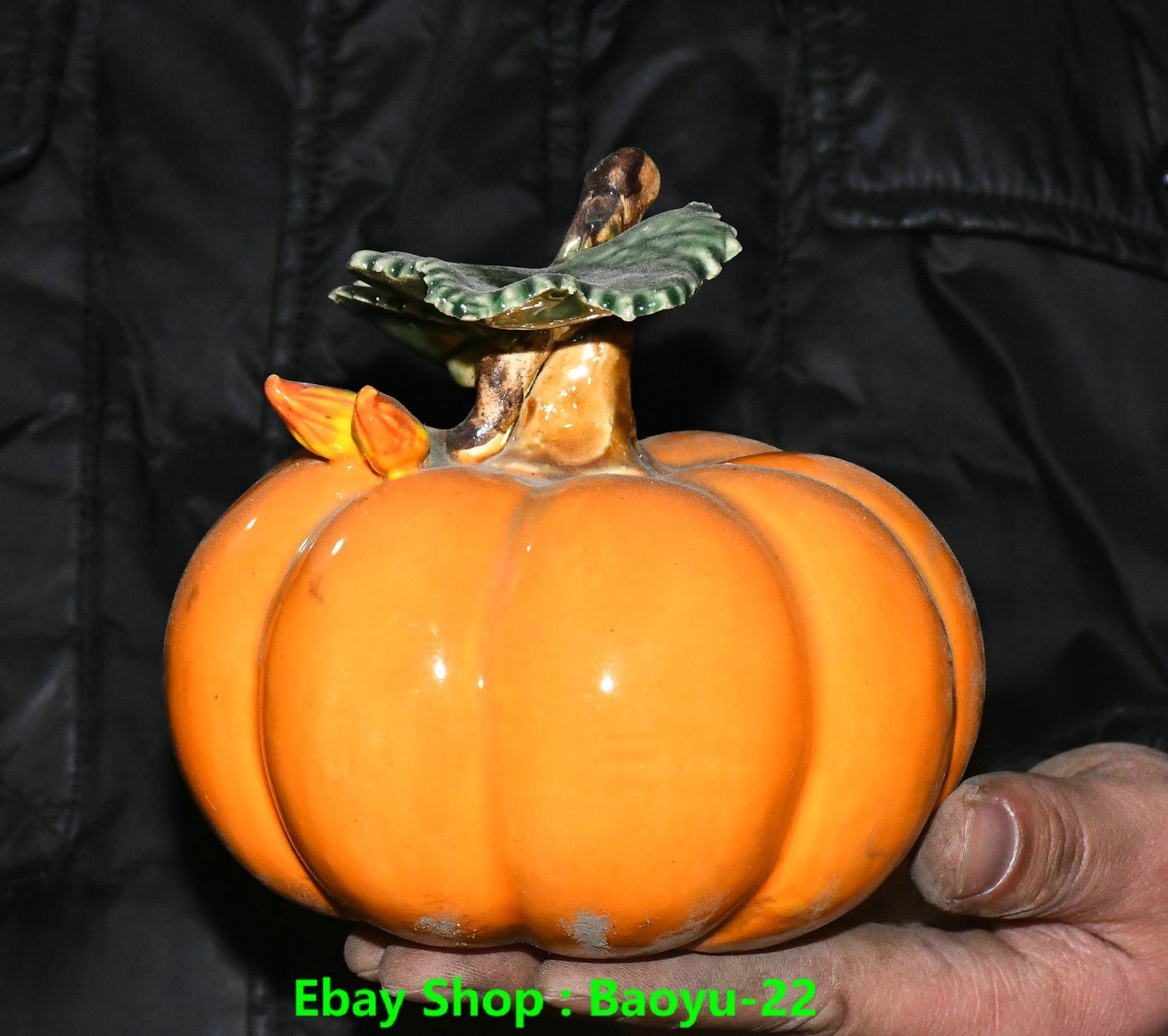 5.1''Old Chinese Shiwan Porcelain Fengshui Vegetables Pumpkin Cushaw Statue