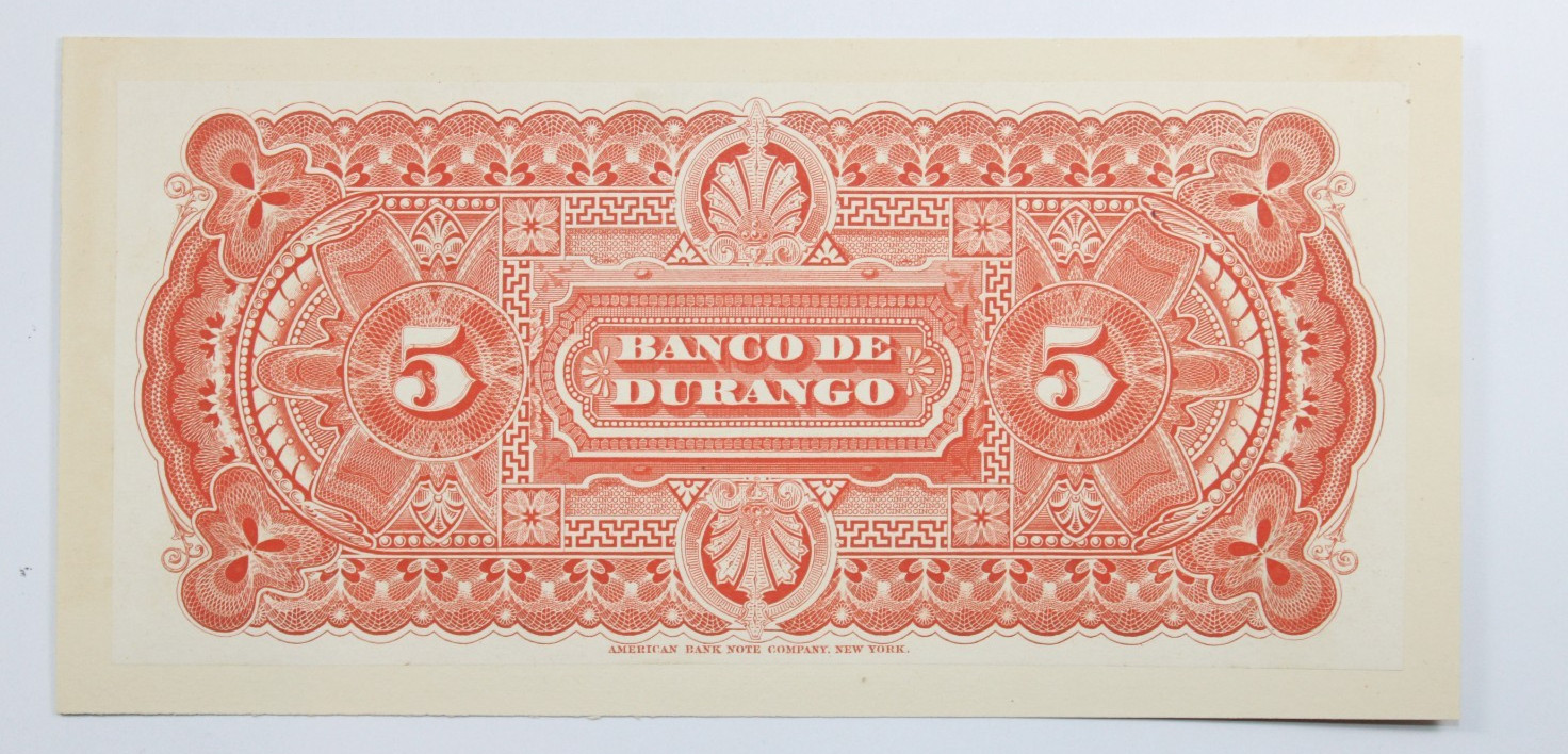 Mexico, 5 Pesos, Banco de Durango, ABC BACK PROOF , S-273   #0404
