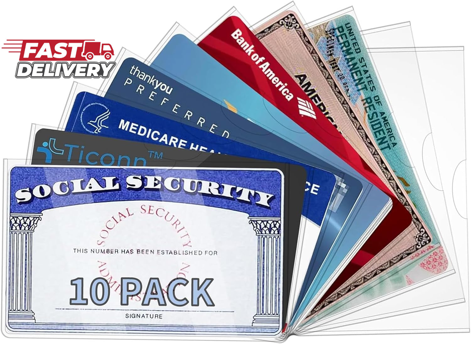 10 Pack Social Security Card Protector Medicare New Credit Card Holder,24 Mil So