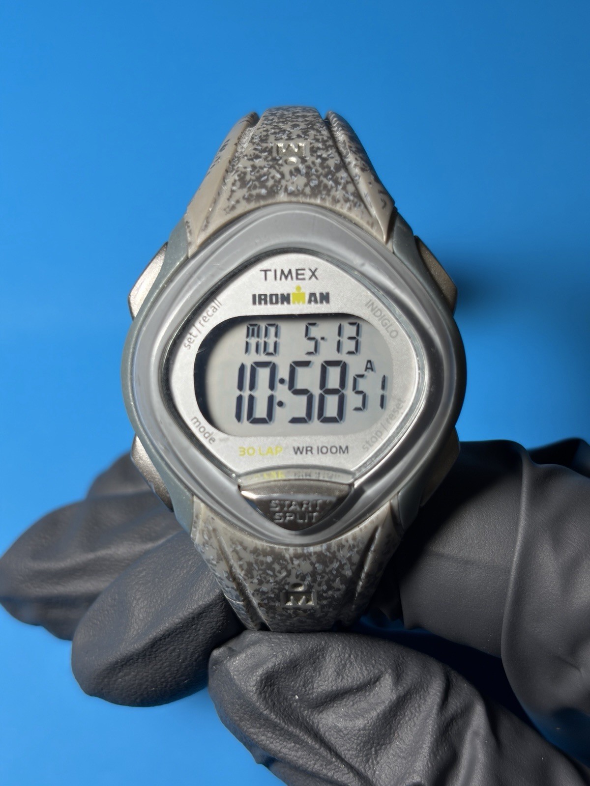 Vintage Timex Ironman 30 Mid-Size 855 Gray Speckled Indiglo WR100M