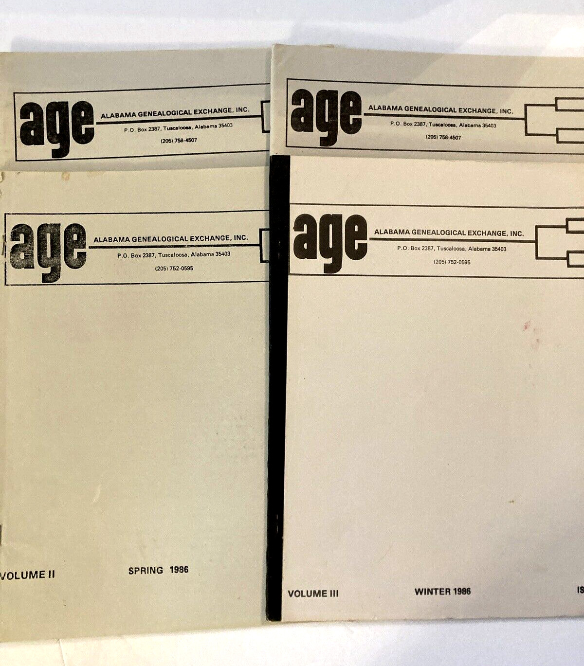 AGE Alabama Genealogical Exchange 4 Volumes 1986 1980s Genealogy Family History