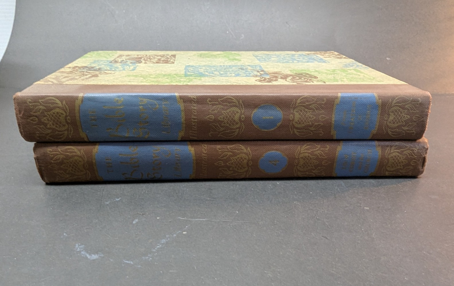THE BIBLE STORY LIBRARY Illustrated Volume 1 and 4 Hardcover Copyright 1957