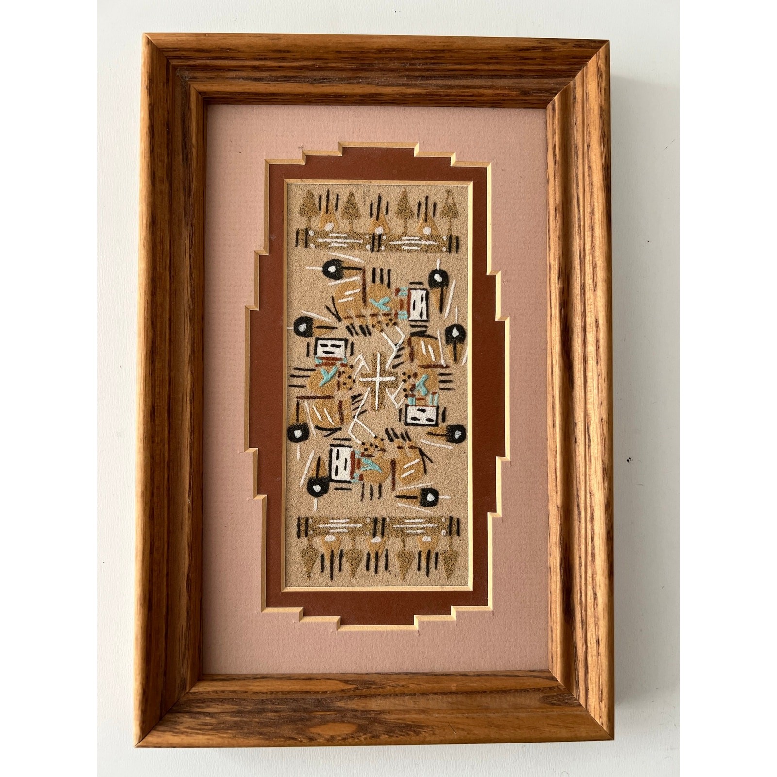 Navajo Sand Painting By Anna Chee Artist 83351 Handmade Framed Matted Authentic