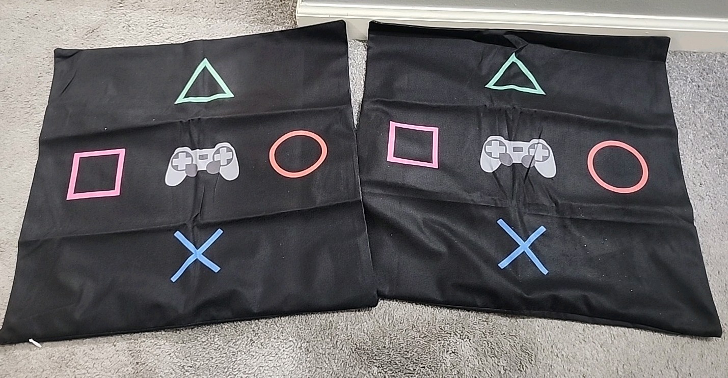 Playstation Themed Square 18 X 18" Pillow Covers, New In Bag
