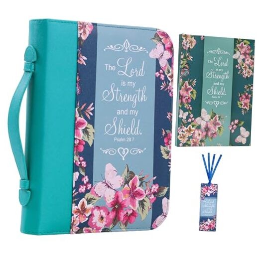 Bible Cover Case for Women 3pcs Bible Bag Set with Notebook and Peacock Blue