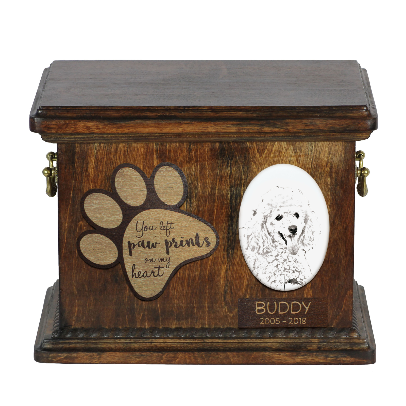Poodle Urn With Ceramic Plate Art-Dog