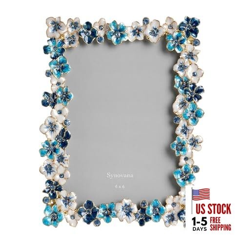  Flower Picture Frame 4x6 Blossom Photo Frame for Tabletop 4" x 6" Blue