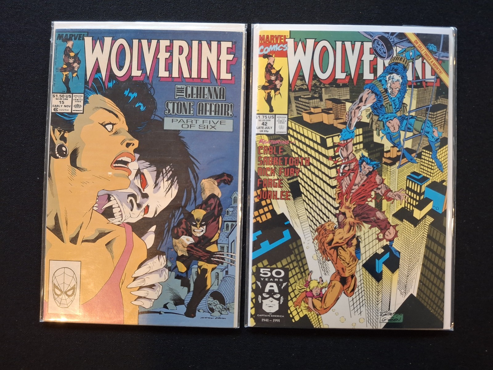 Wolverine 15 & 42 Marvel Comics 1990 1st Ongoing Title Patch 