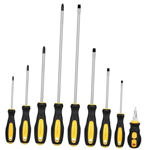 Magnetic Screwdrivers Set, Including 12in Phillips and Slotted 9pcs