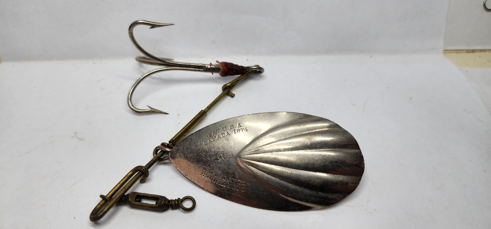 Vintage G.M. SKINNER #8 Fishing Spinner Lure Bait Tackle Fish Metal with Hook