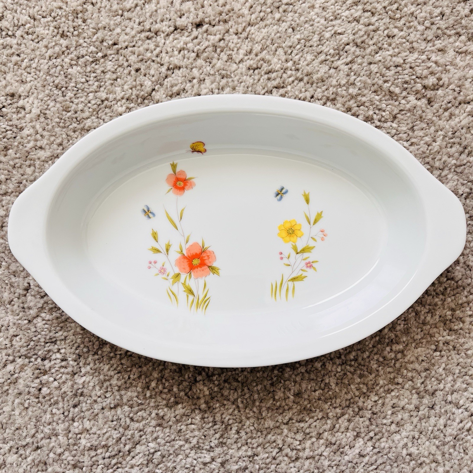 Country Flowers by Andrea Oval Casserole Baking Dish 9234 Oven to Table Vintage