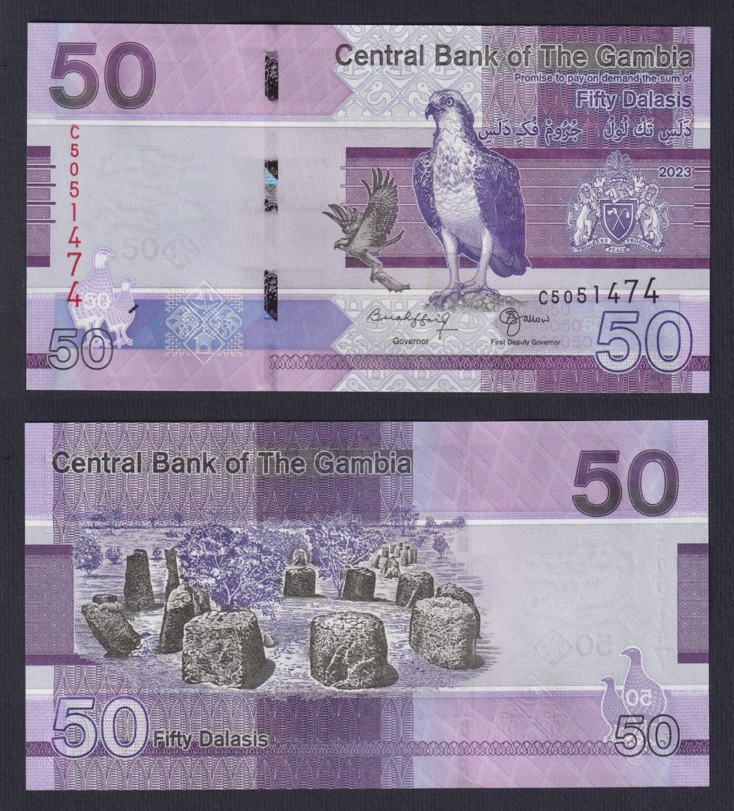 Gambia 50 Dalasis Banknote 2023 P.-New FDS/UNC