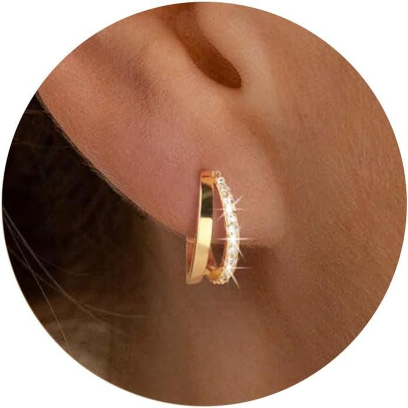 Chunky Gold Hoop Earrings for Women, Trendy 14K Gold Plated Gold/Silver Chunky H