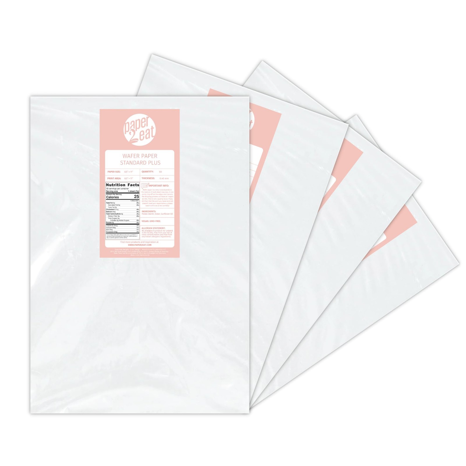 Printable Edible Wafer Paper Sheets from (0.40 mm - 200 count/Plain)