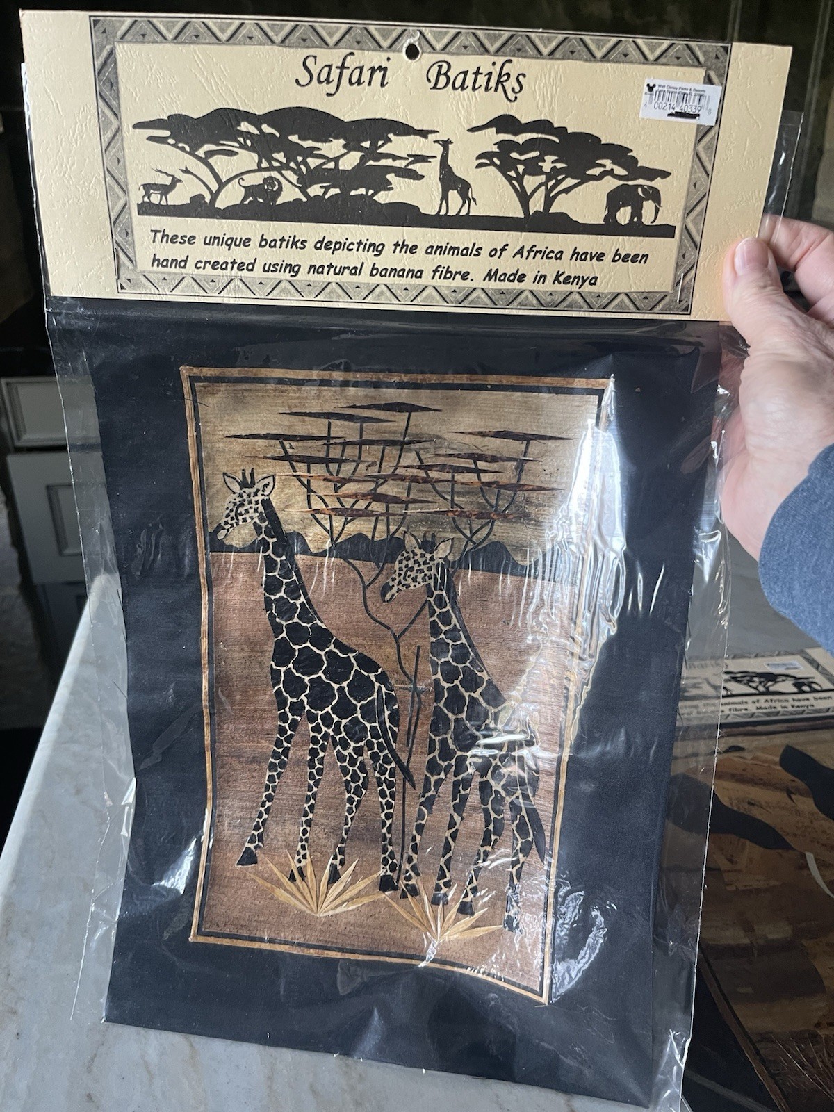 Safari Batiks Kenyan Banana Fibre Giraffe Batik Tapestry Handmade Original