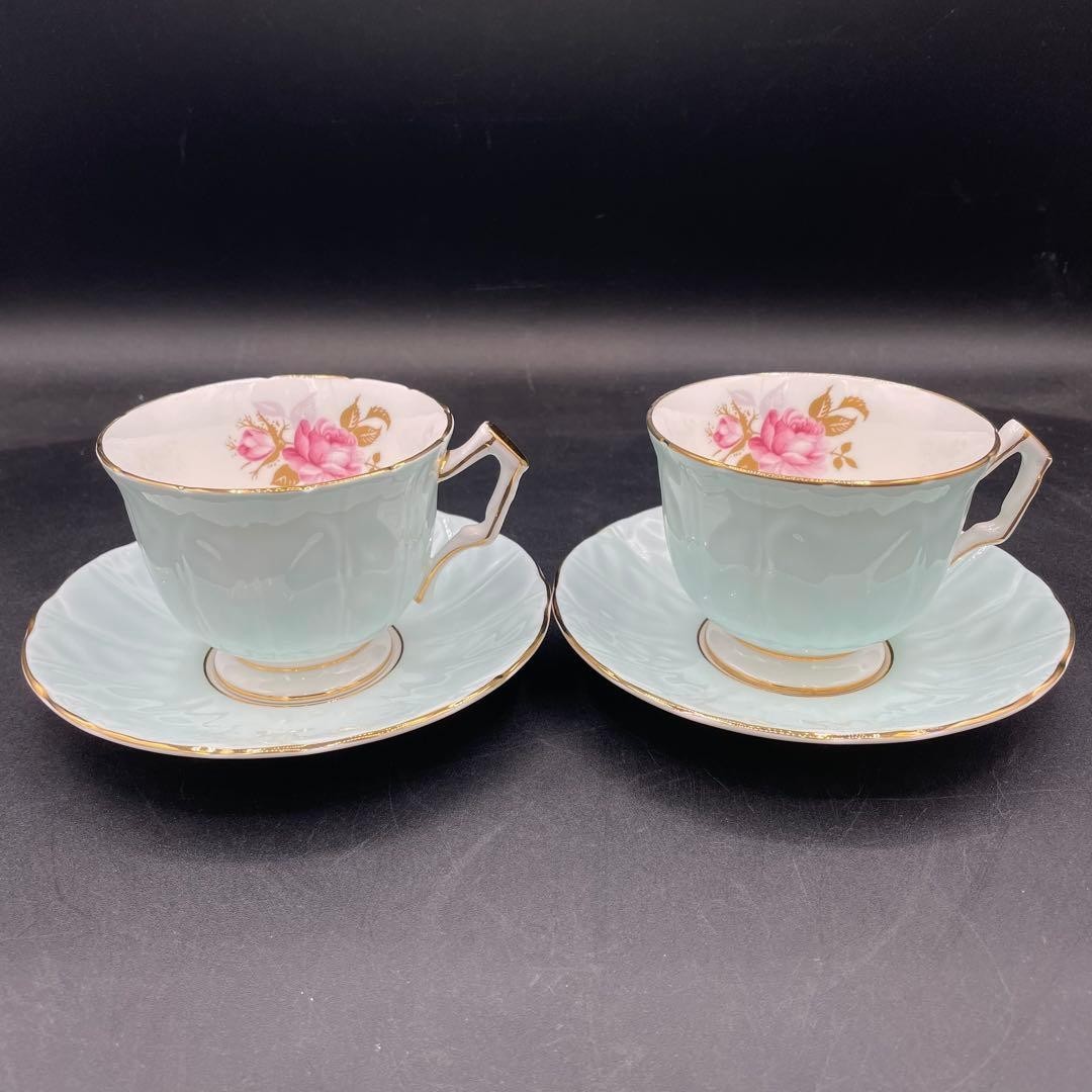 Aynsley Rose Cup Saucer Pair Set