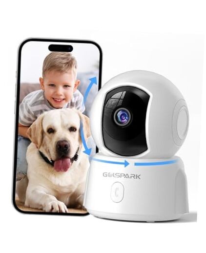  Indoor Security Camera 2K, Pet Camera for Home Security, Dog Cam White