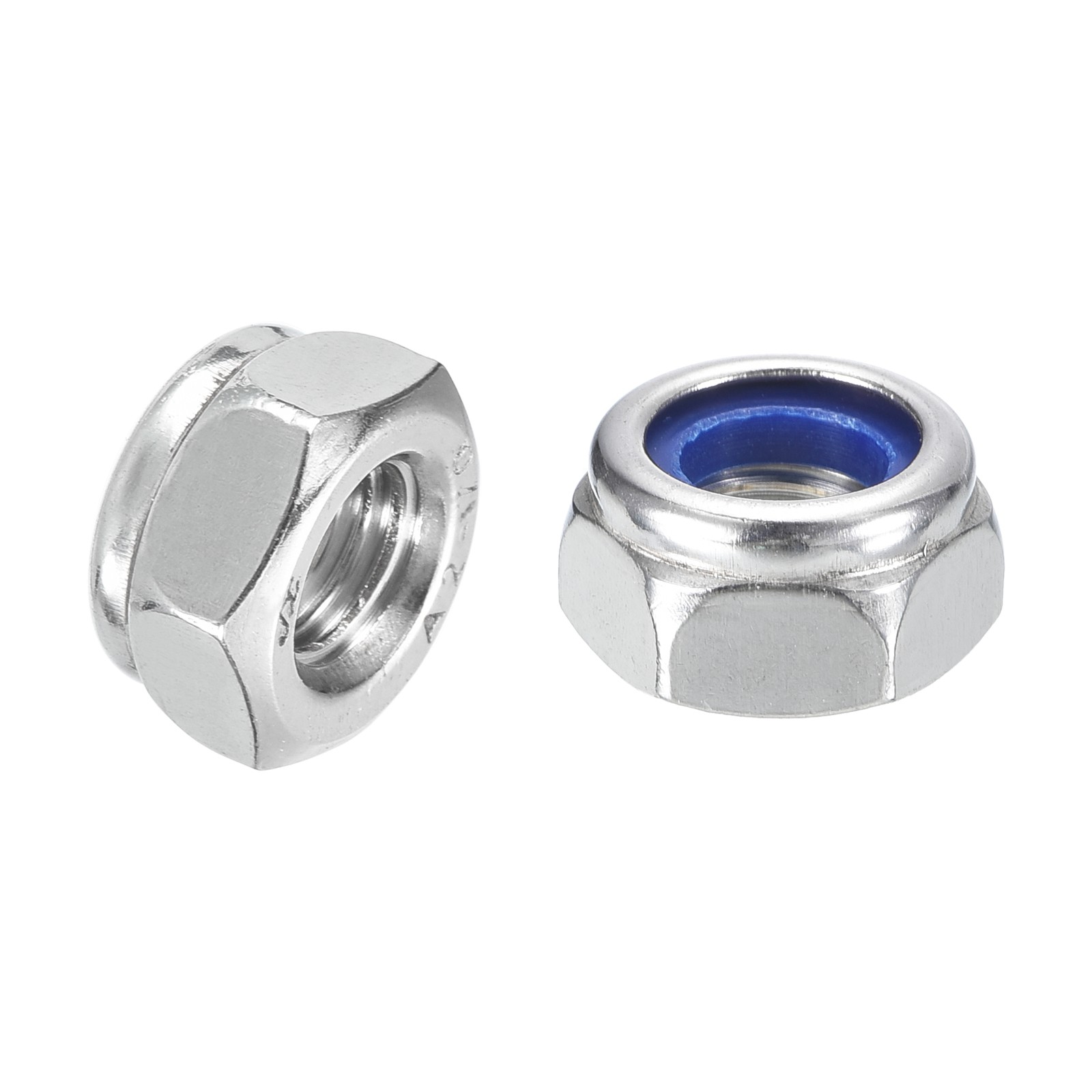 35Pcs M10x1.5mm Nylon Insert Hex Lock Nuts, 304 Stainless Steel, Silver&Blue
