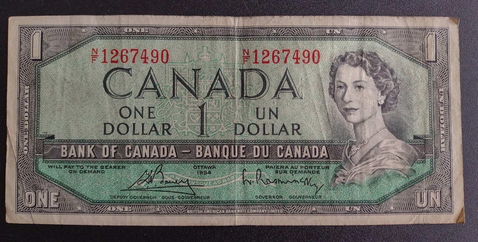 1954 Canada 1 Dollar Banknote -Good Grade NF1267490  V393