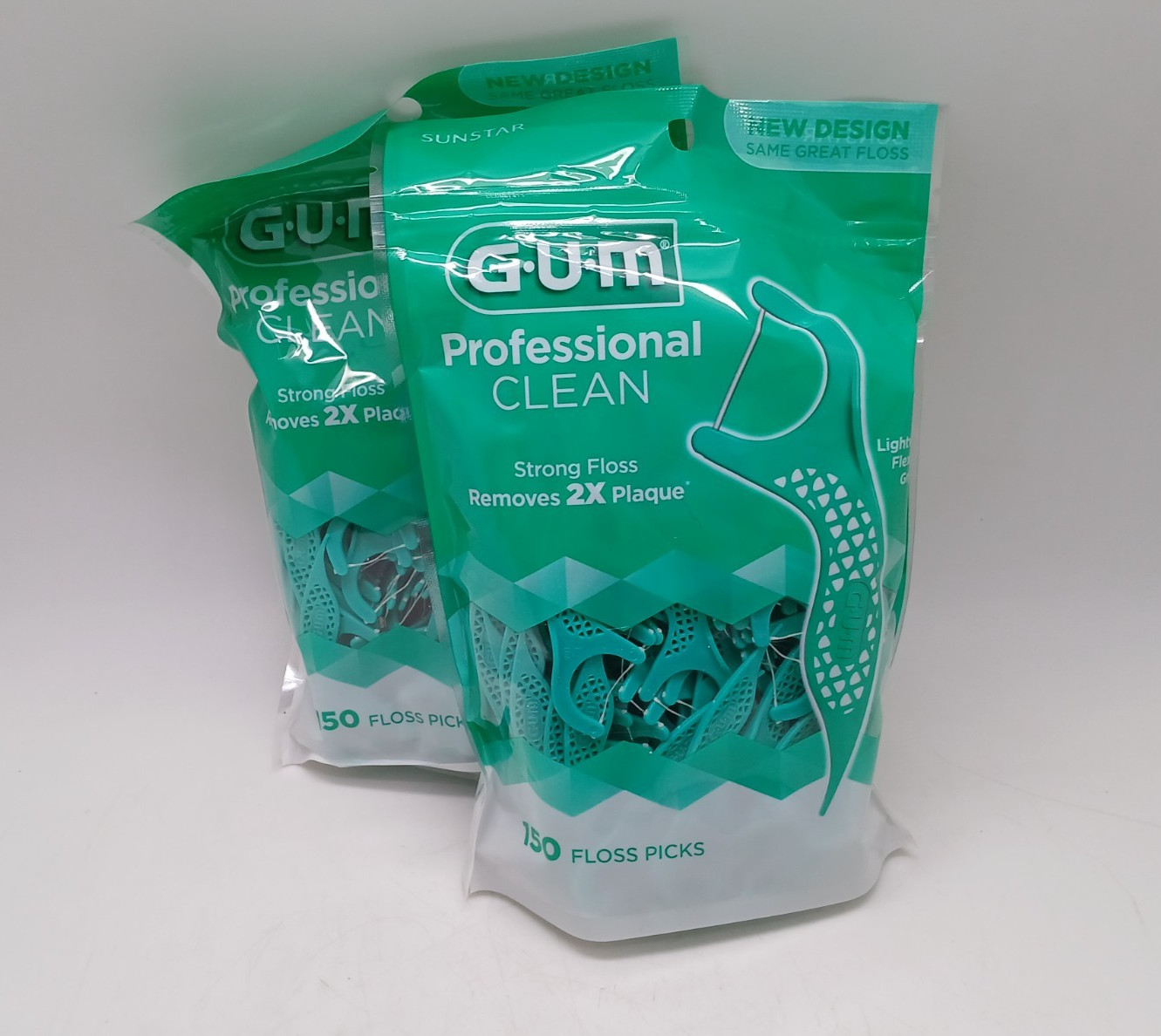 GUM Mint Floss Picks Bulk Pack – Shred-Resistant Professional Clean – 2 x 150 Ct