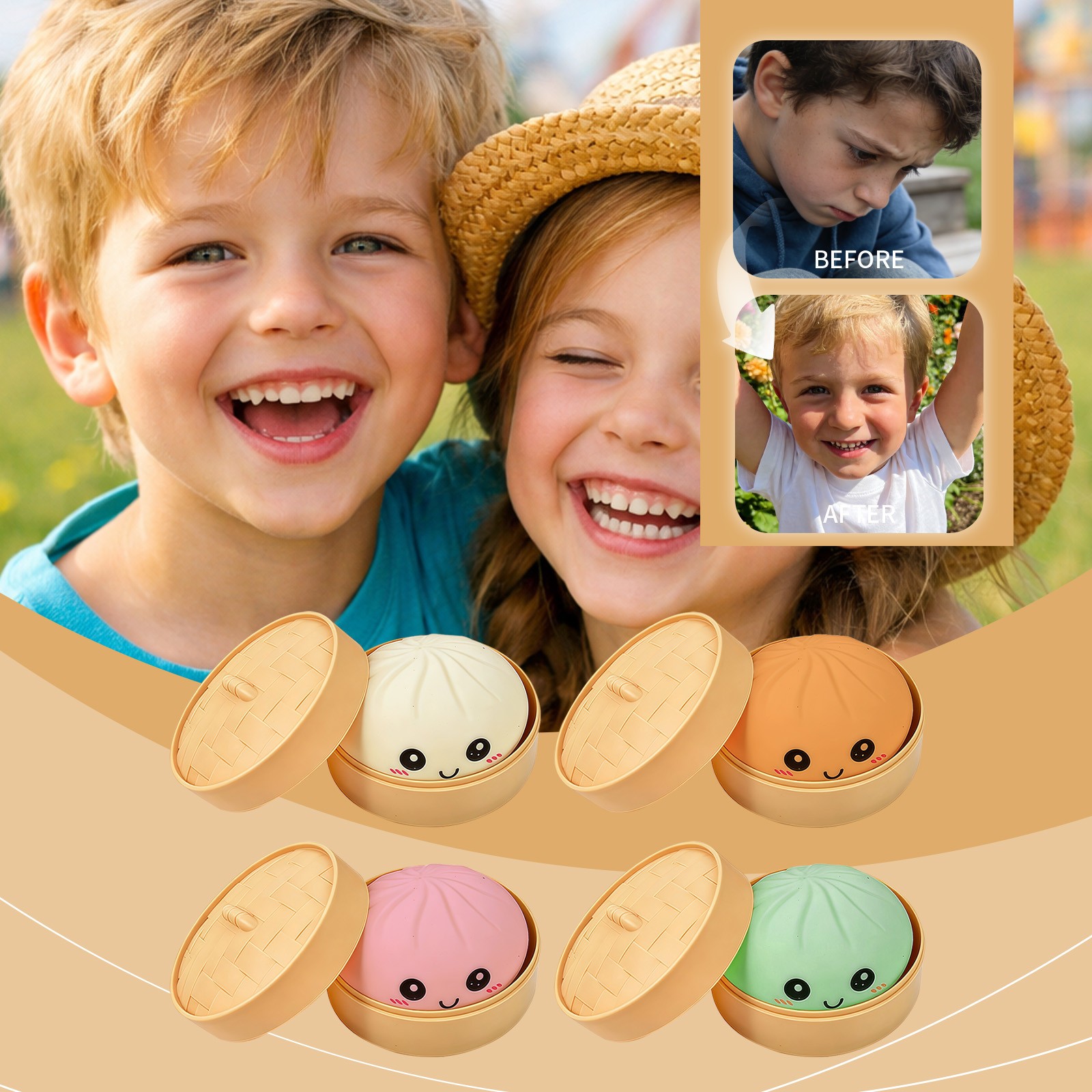 New (SET OF 4) Crazy Fun Squishy Bun Rainbow Mystery Dumpling Factory Sealed