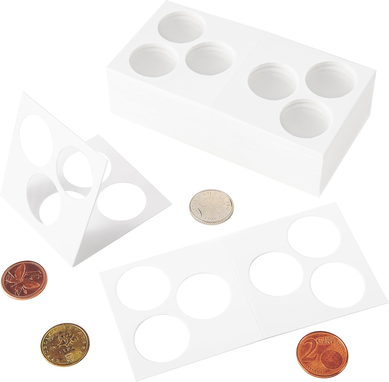 3-Hole Penny Coin Flips - 50 PCS Cardboard Holders fo [Opening:20.5Mm/0.8 In])