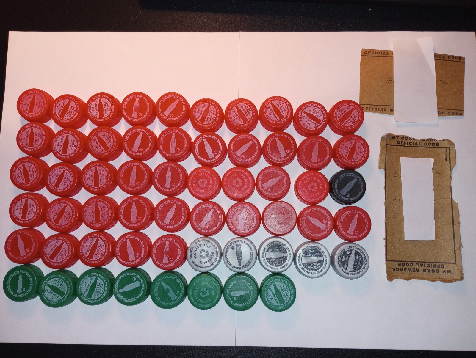 My Coke Rewards Points Lot of 58 Coca-Cola caps, 2 carton codes Unused 