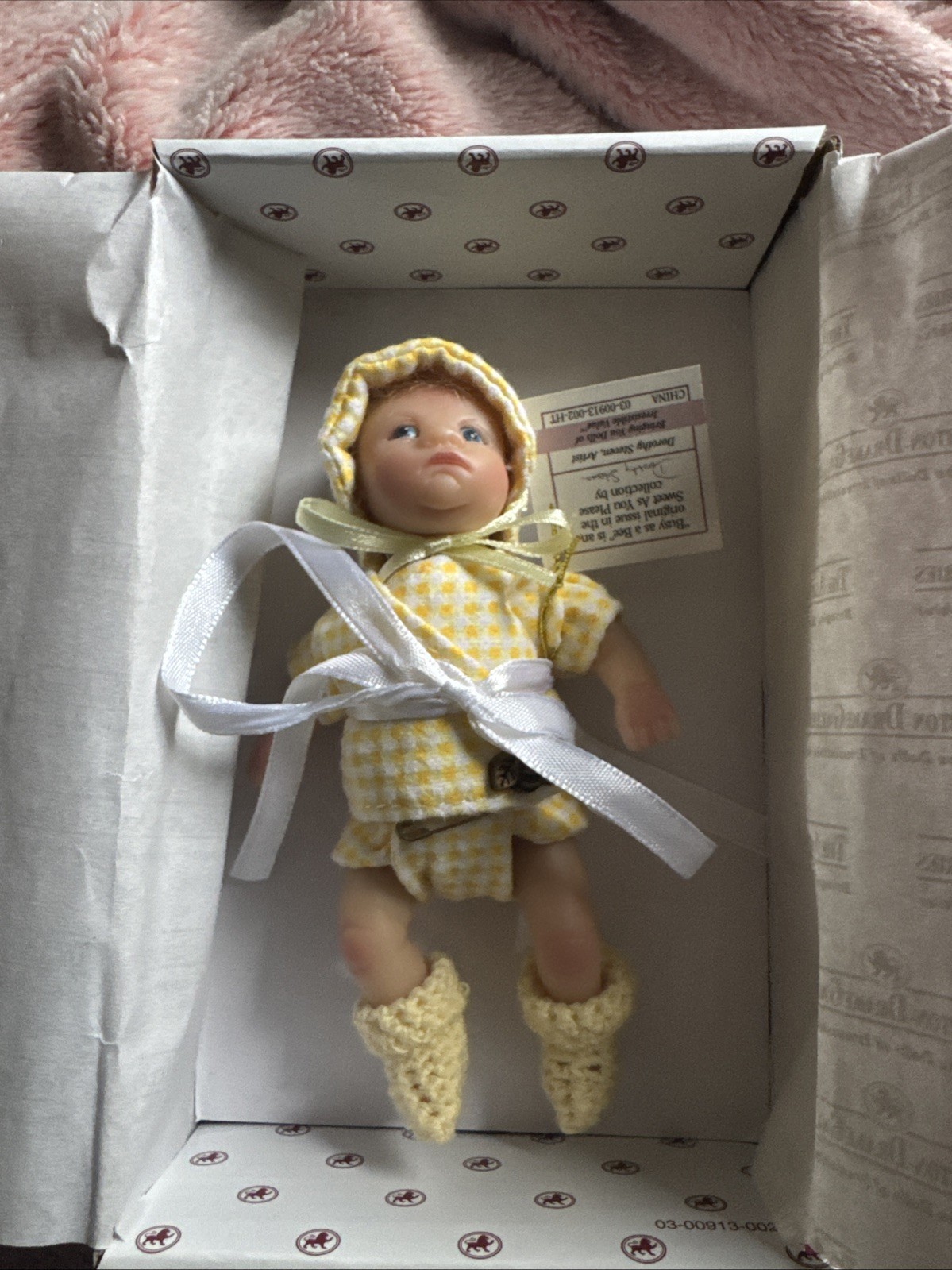 Vintage THE ASHTON DRAKE CUTE BUSY AS BEE Handcrafted MINI Vinyl Doll -new