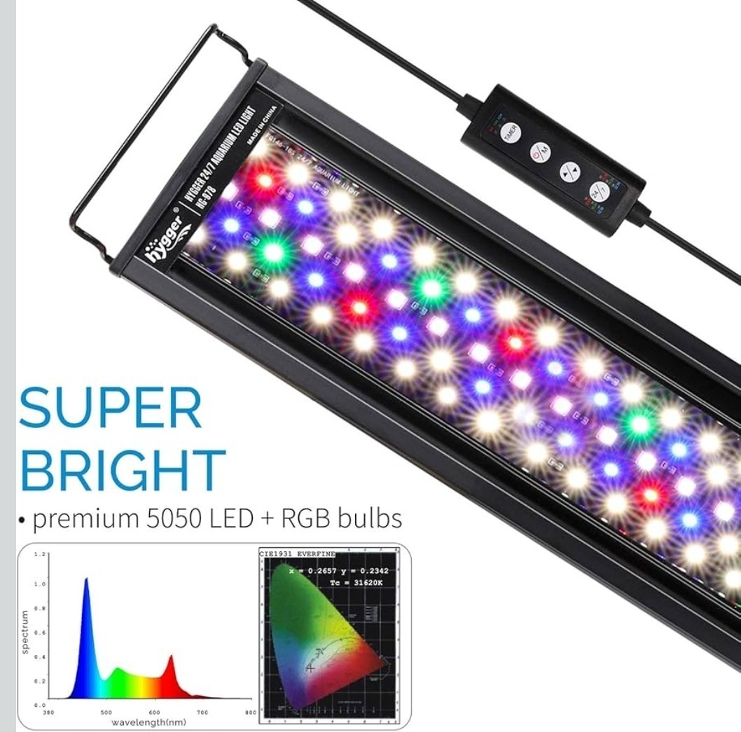hygger Fish Tank Light 30"-36", LED Aquarium Light Adjustable 24/7 Timer