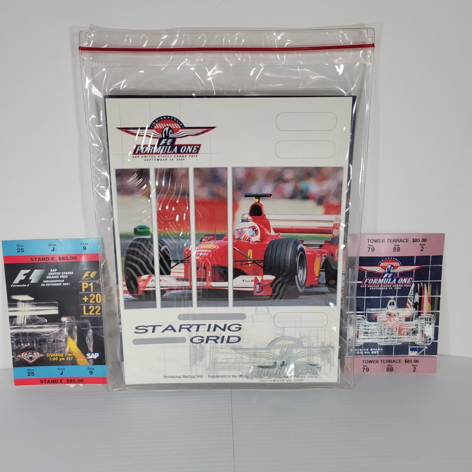 Formula 1 Memorabilia Set Starting Grid Program & 2 Event Tickets 2000 & 2001 SA