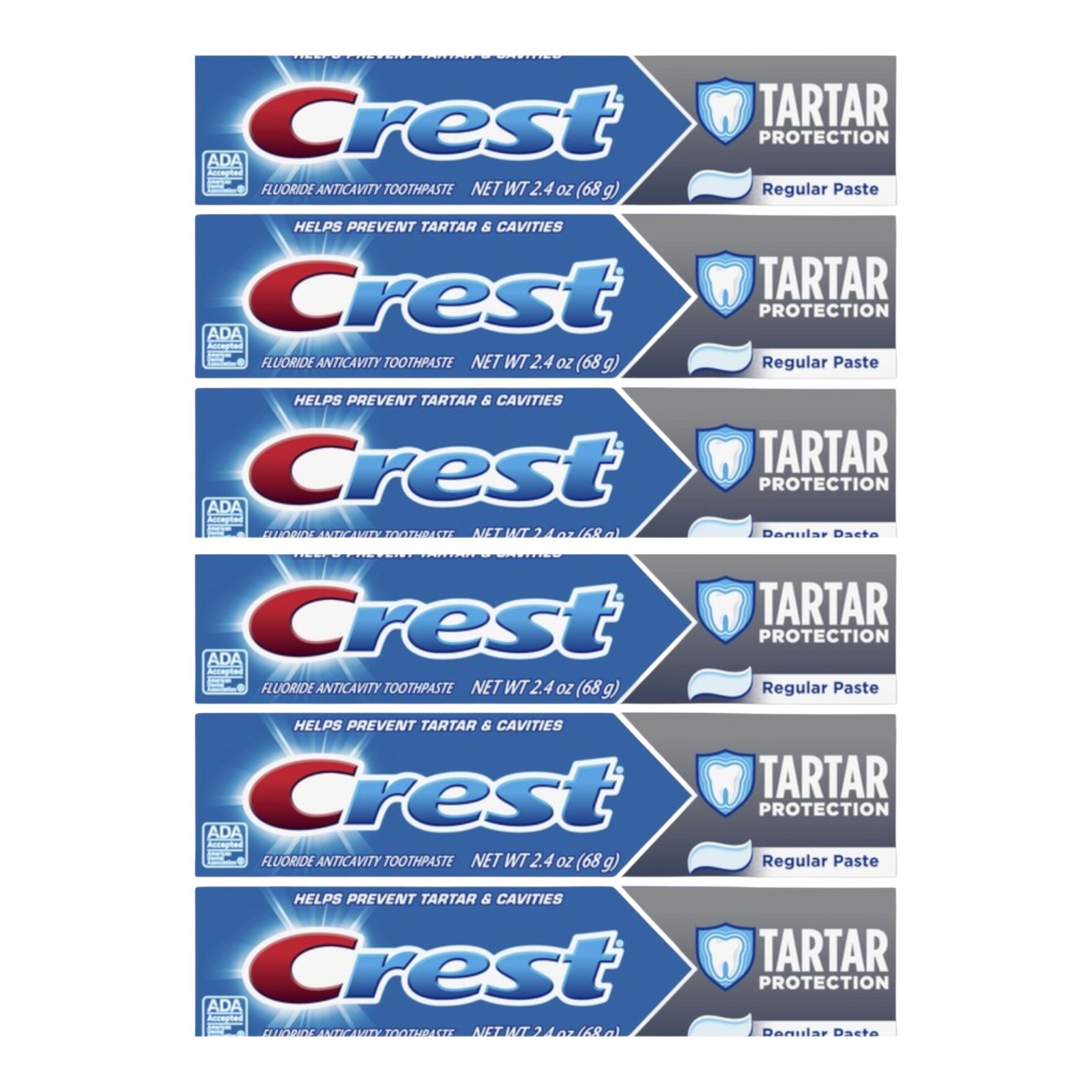 6 Pack Crest Tartar Protection Toothpaste, 2.9 oz. Tubes 