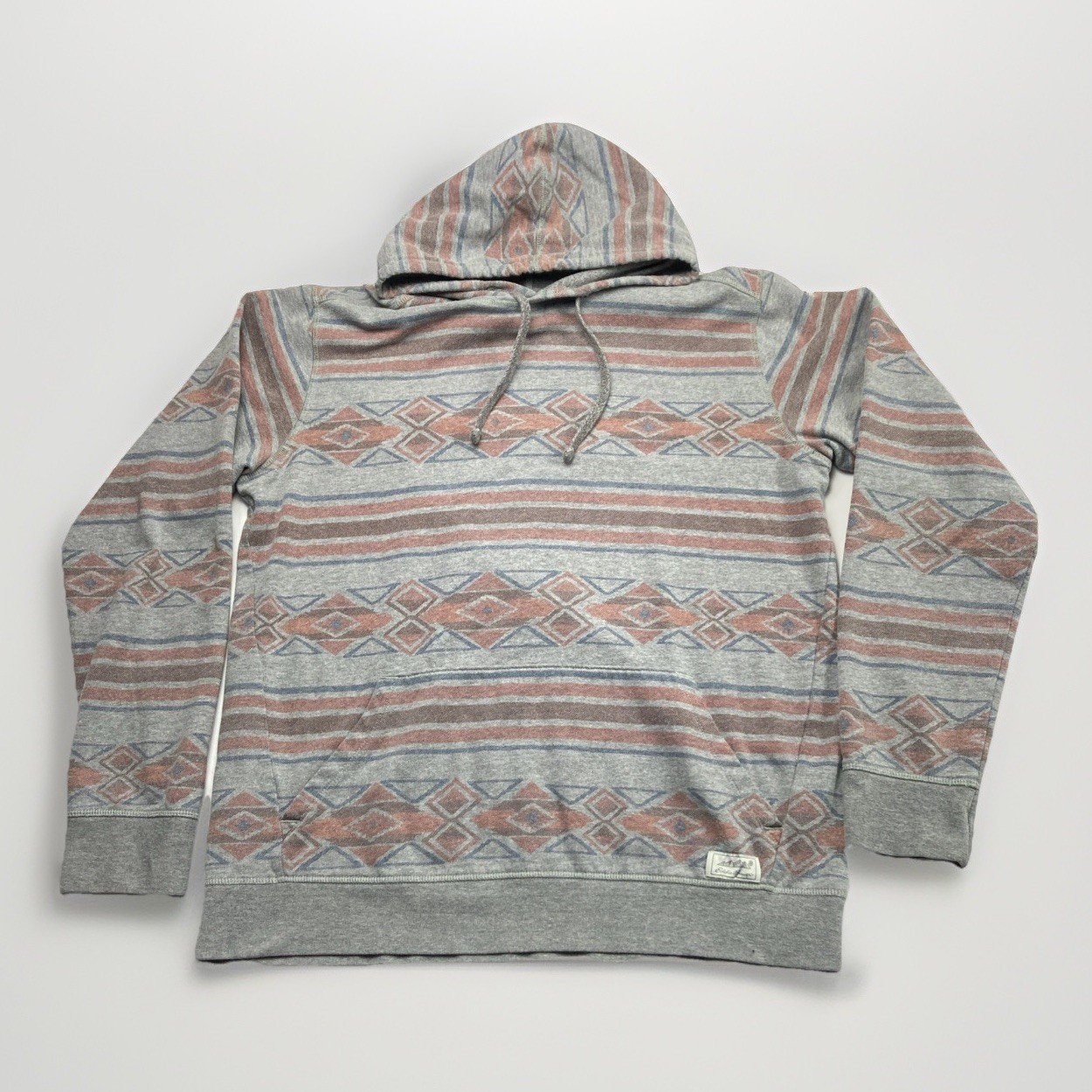 Eddie Bauer Hoodie Mens Large Tall Gray Southwestern Aztec Fleece Pullover