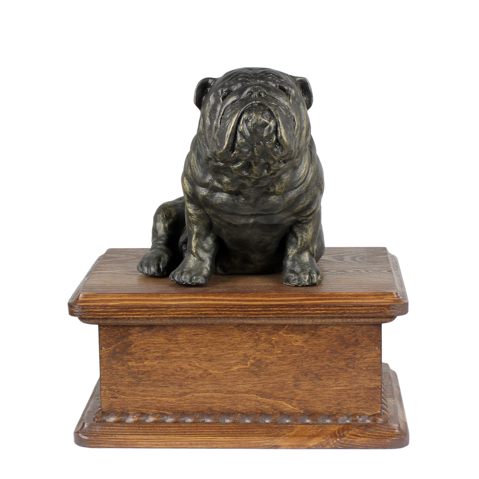 Bulldog Small Urn With Sitting Resin Figure Art-Dog