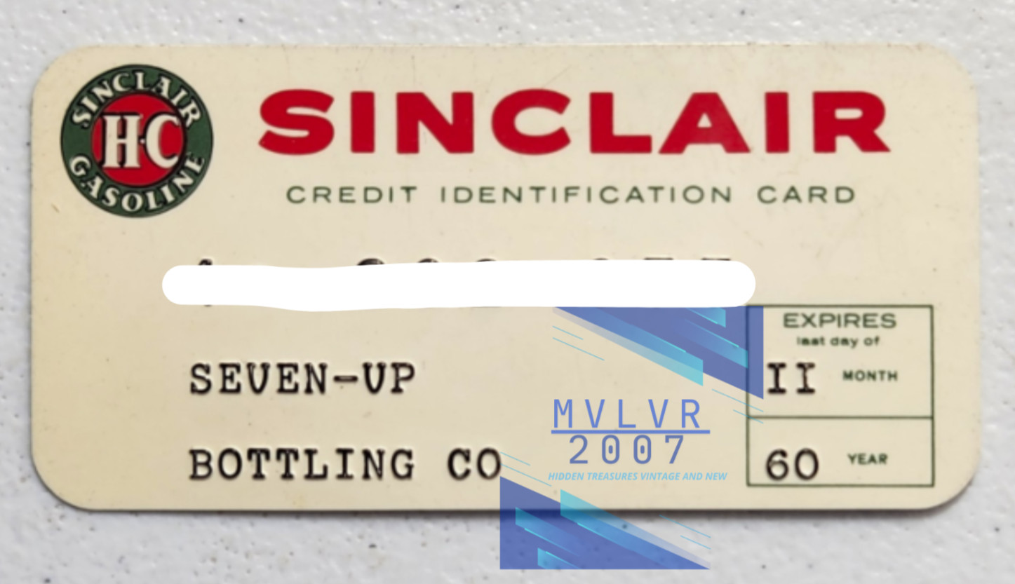 Sinclair Gasoline Credit Identification Card For 7up Bottling Co.