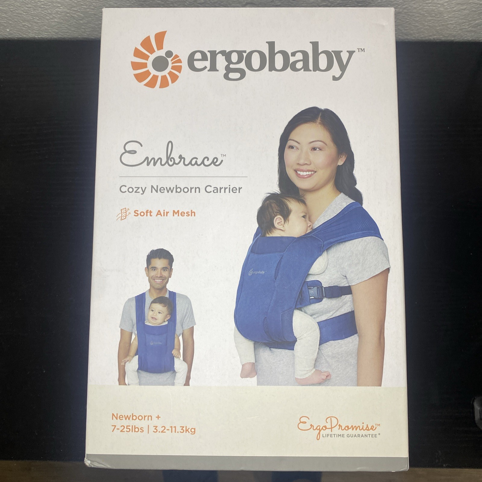 Ergobaby Embrace Cozy Soft Air Mesh Newborn Baby Wrap Carrier - Blue