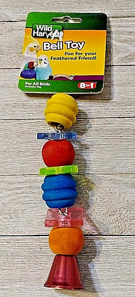 Wild Harvest Bell Toy Bird Cage Hanging Wood & Bell Toy 