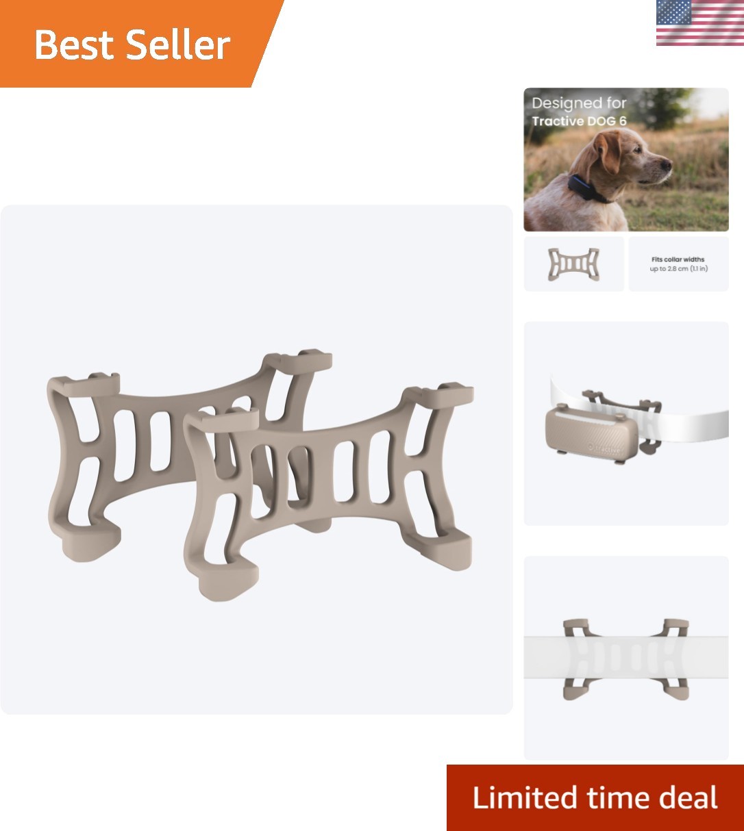 Rubber Clip Mount x2 for Dog 6 GPS Tracker Brown