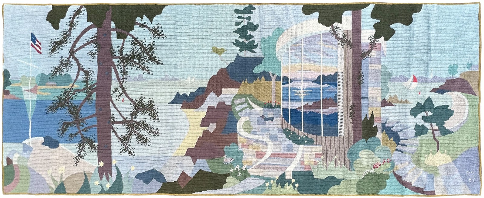 3x8 1967 Phillips Pilot Rock Yacht Club Needlepoint Handmade Tapestry