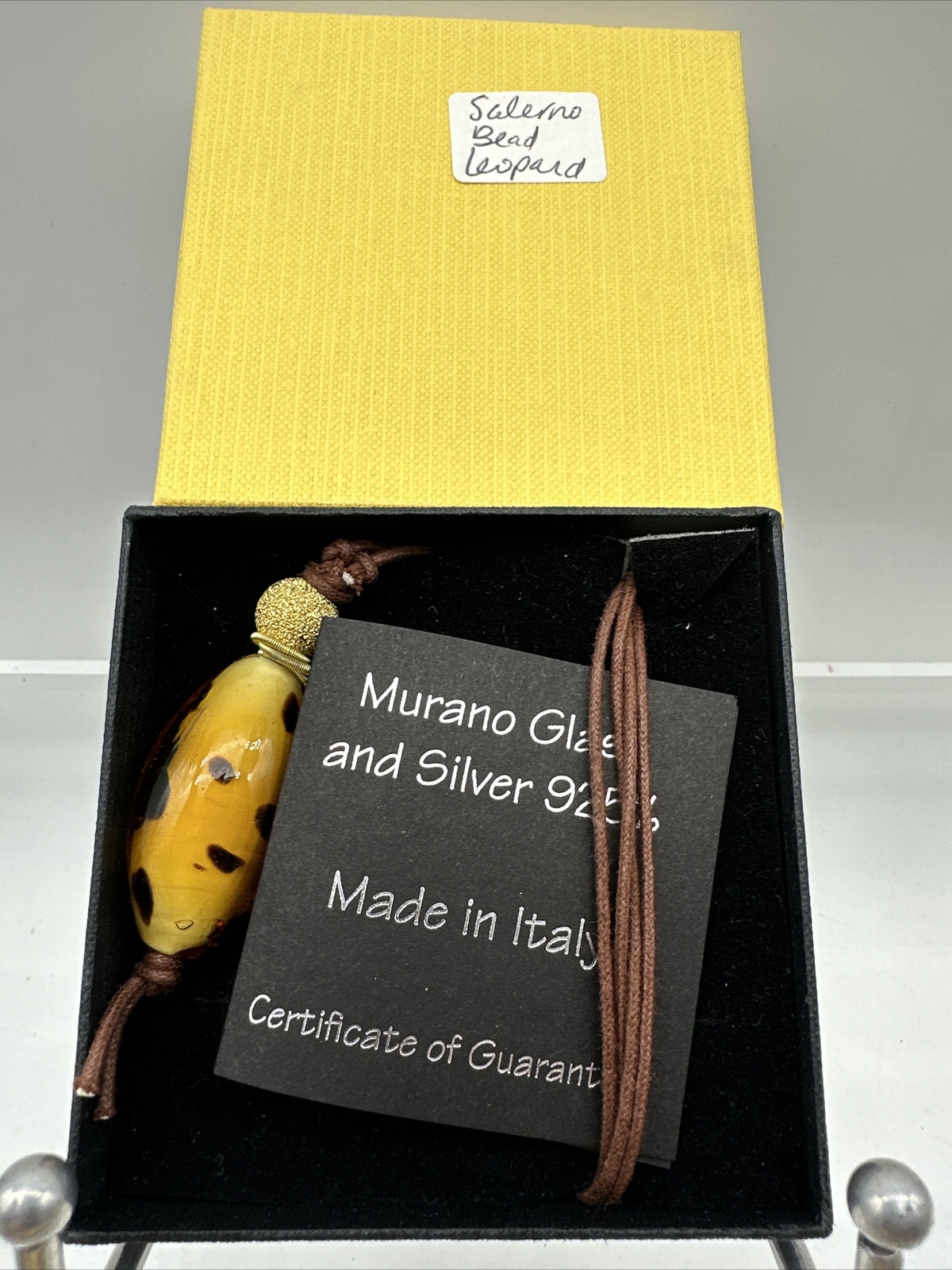 Murano Glass Salerno Leopard Bead Pendant Venetian Art Glass (M3)