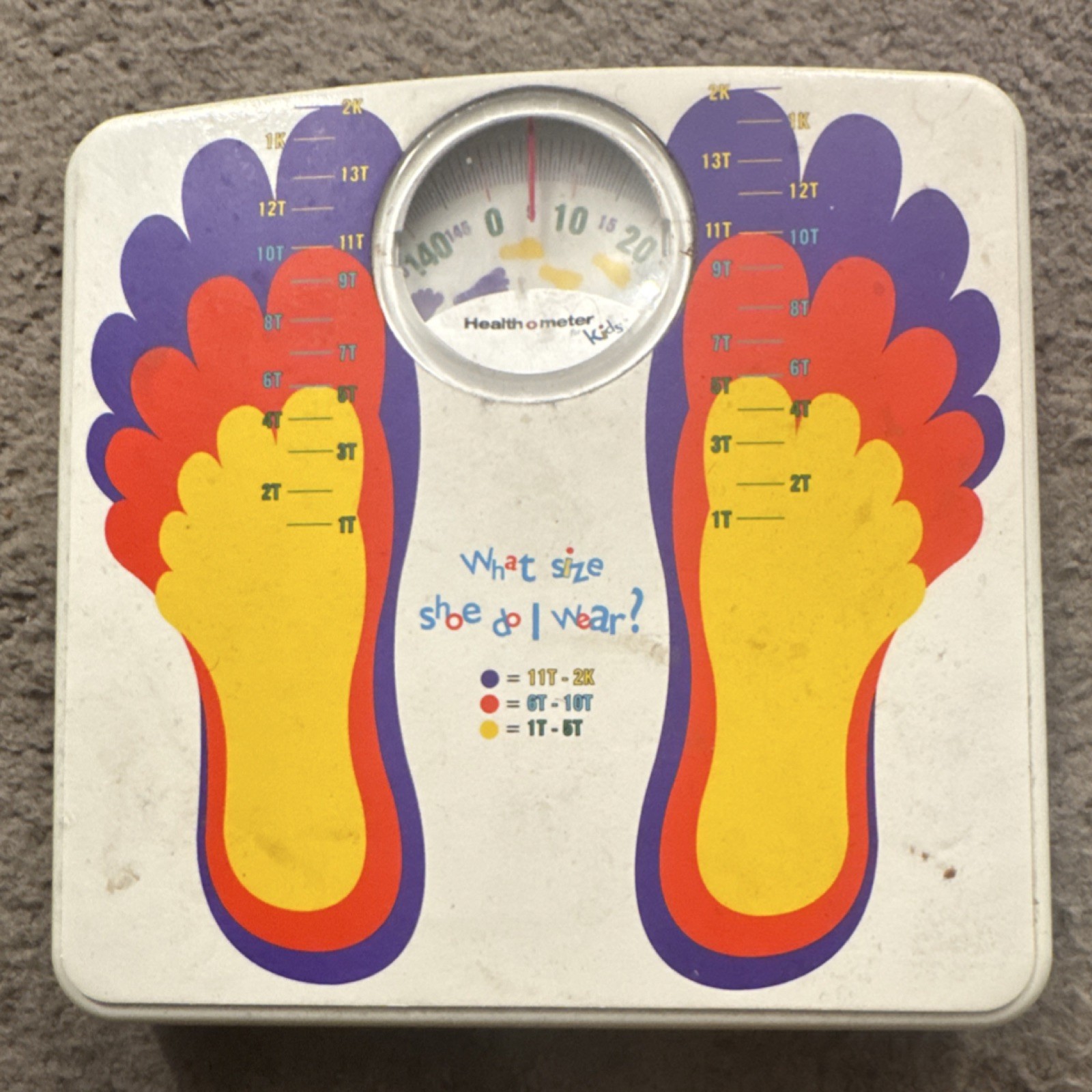 Health o meter Kids Analog Bathroom Scale 140 lb White Yellow Red Purple