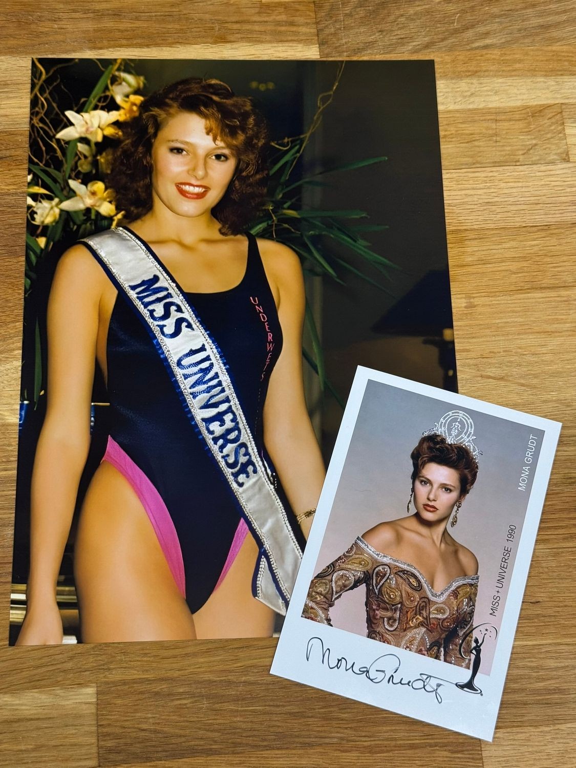 Mona Grudt Miss Universe 1990 & Norwegian TV profile, genuine Autograph