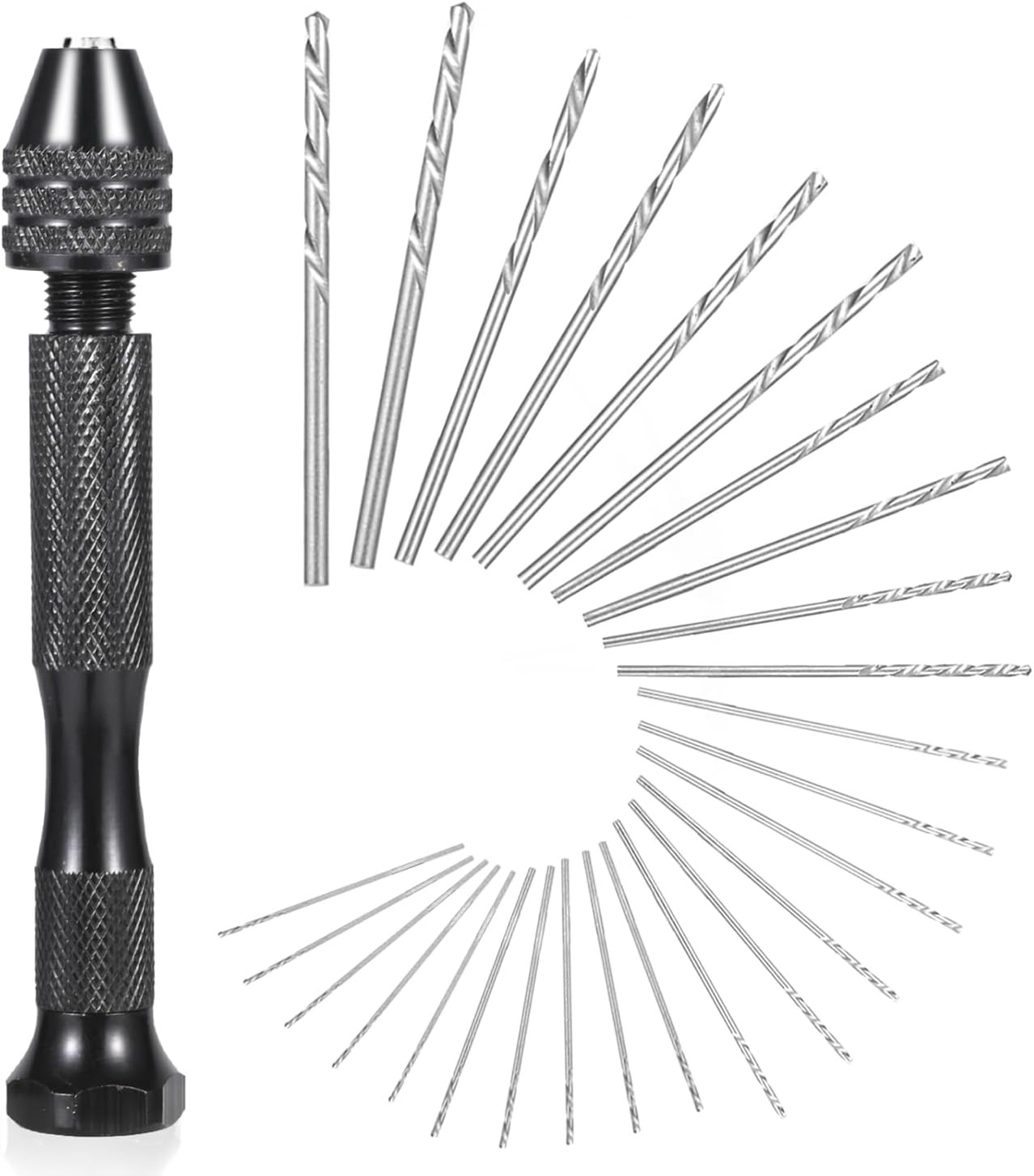 26 PCS Micro Drill Bit Set, Pin Vise Hand Drill Manual Jewelry w/Micro Drill Bit